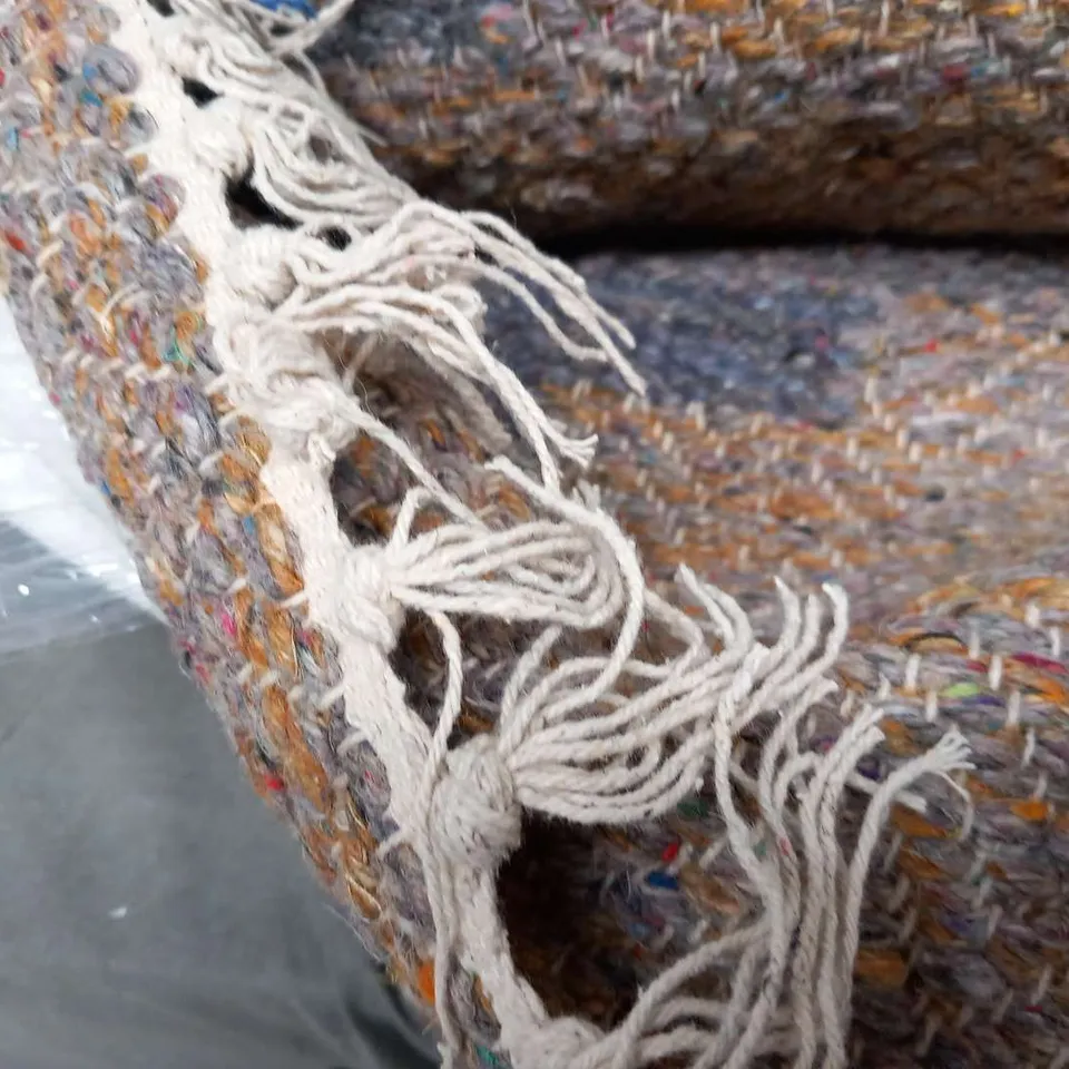 NKUKU JUANITA RECYCLED WOOD AND COTTON RUG NATUAL AND DARK BLUE 150CM X 240CM