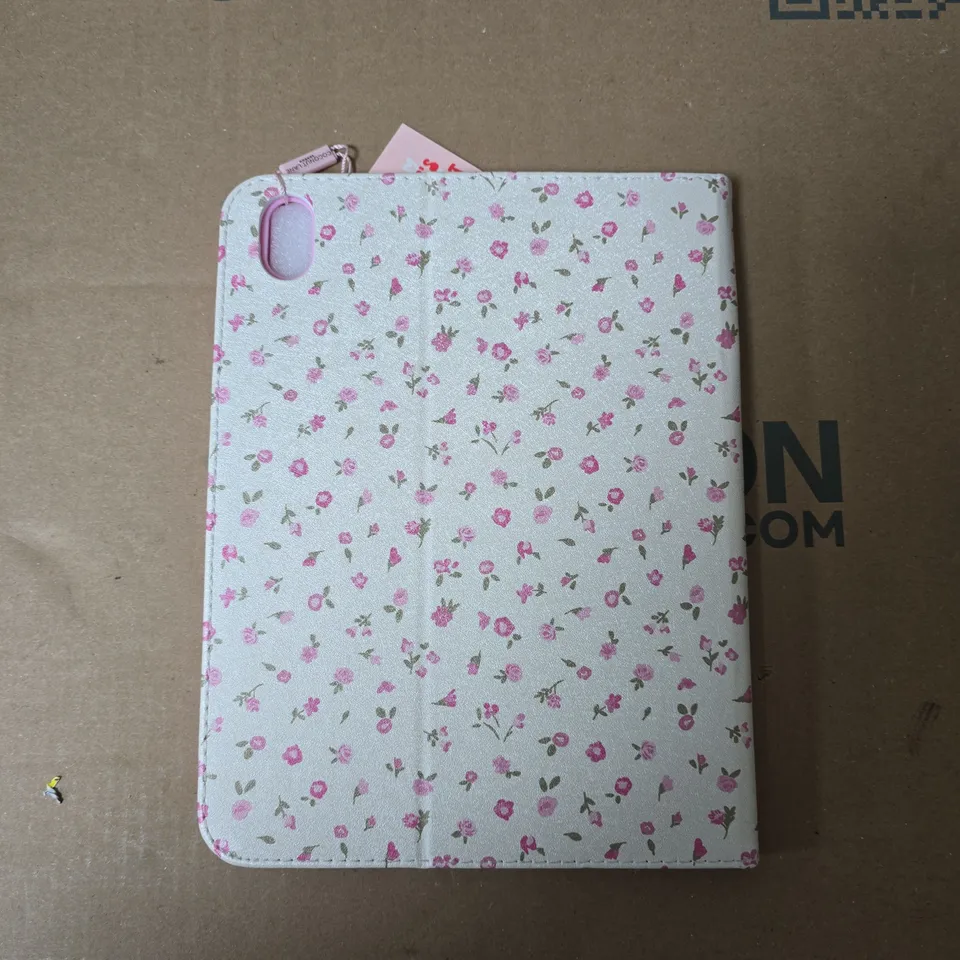 COCONUT LANE FLORAL IPAD CASE WALLET – PASTEL BLUE WITH PINK FLOWERS