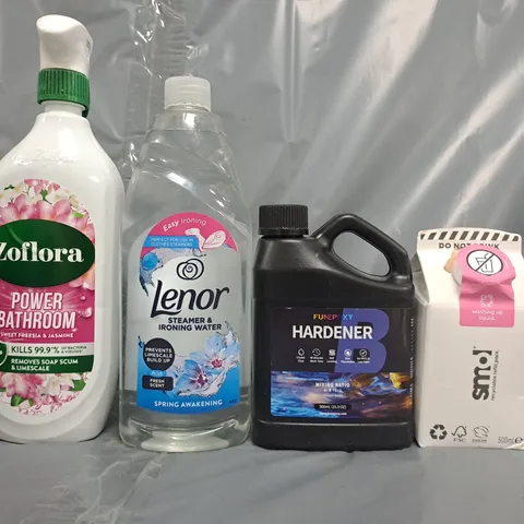 APPROXIMATELY 10 ASSORTED HOUSEHOLD ITEMS TO INCLUDE WASHING UP LIQUID, LENOR, ZOFLORA, ETC - COLLECTION ONLY