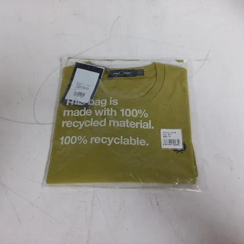 BAGGED FRED PERRY WOMENS TENNIS JERSEY T-SHIRT IN YELLOW - UK 14