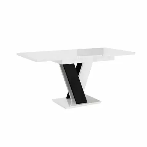 BOXED SOLID EXTENDABLE DINING TABLE 4-6 SEATS HIGH GLOSS WHITE/HIGH GLOSS BLACK
