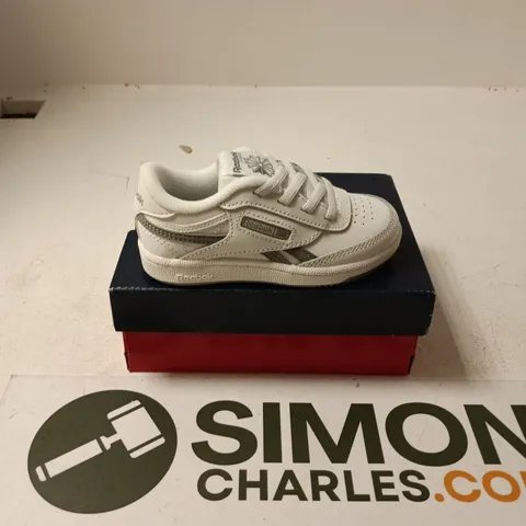 BOXED PAIR OF REEBOK CLUB C REVENGE INFANT TRAINERS IN WHITE - UK 8