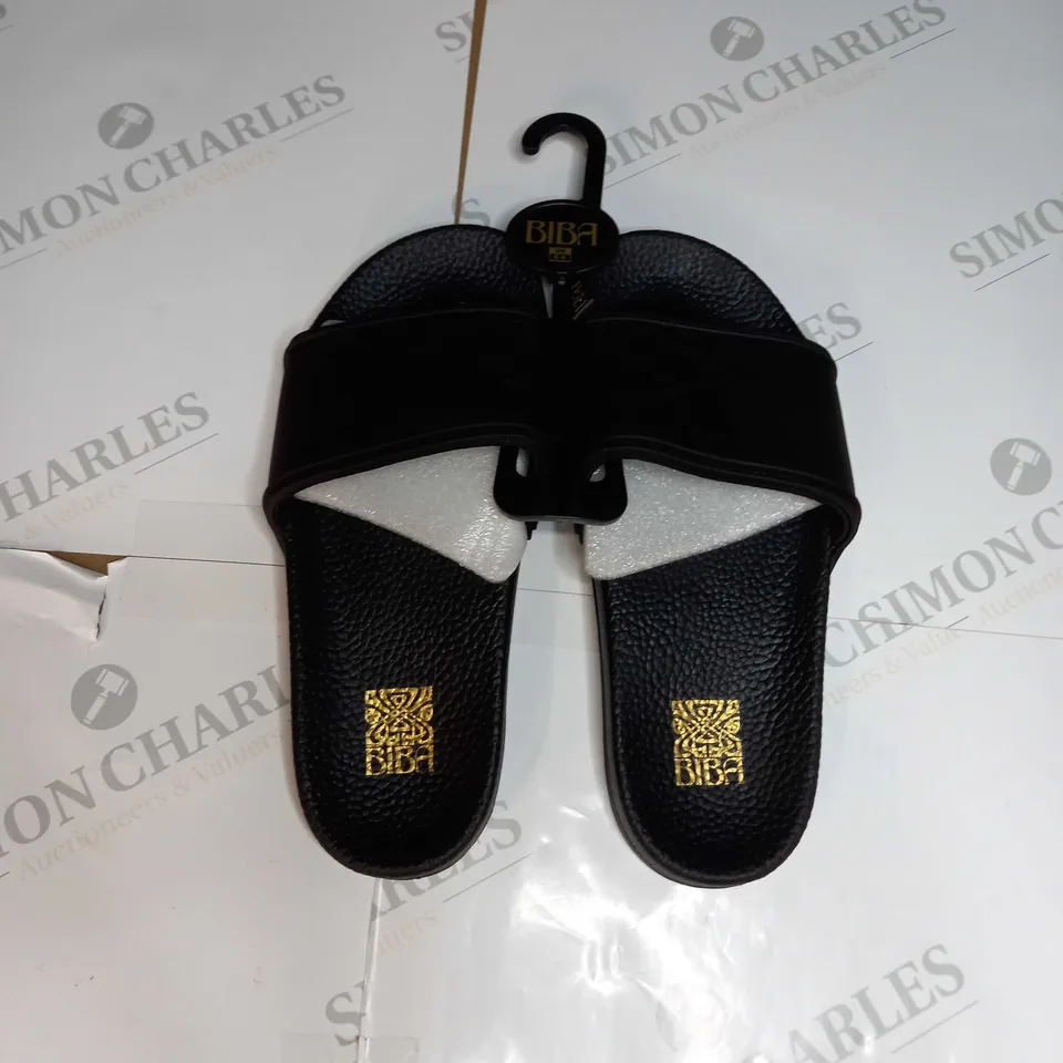 BIBA LOGO SLIDES IN BLACK - SIZE 5-6