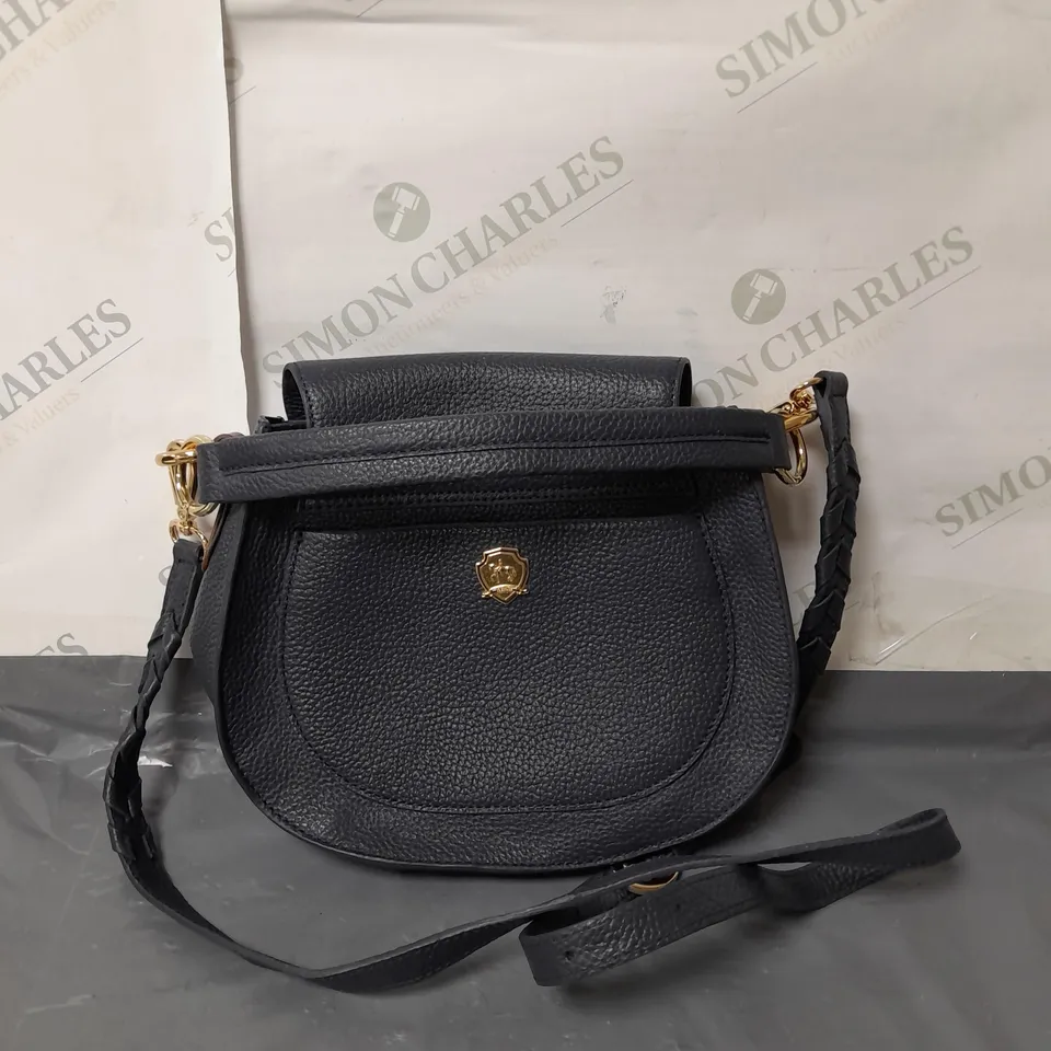 PAUL COSTELLOE DRESSAGE LADIES NAVY AND TAN LEATHER HANDBAG