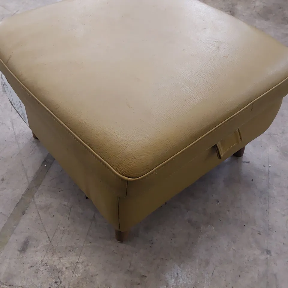 DESIGNER SQUARE STORAGE FOOTSTOOL SAND LEATHER 