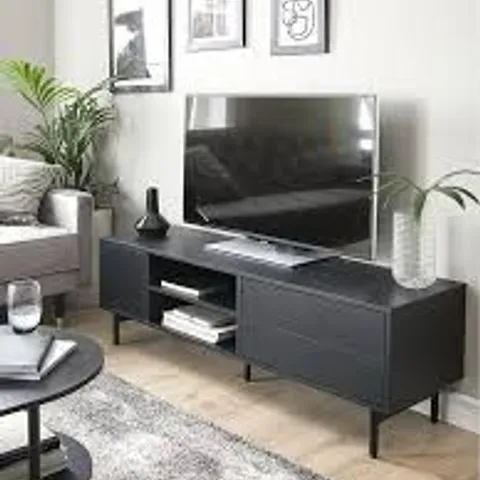 BOXED HAVA TV UNIT BLACK - FITS UP TO 65 INCH TV - BLACK (1 BOX)