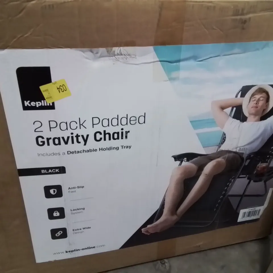 BOXED KEPLIN 2 PACK OF PADDED GRAVITY CHAIRS -GREY-