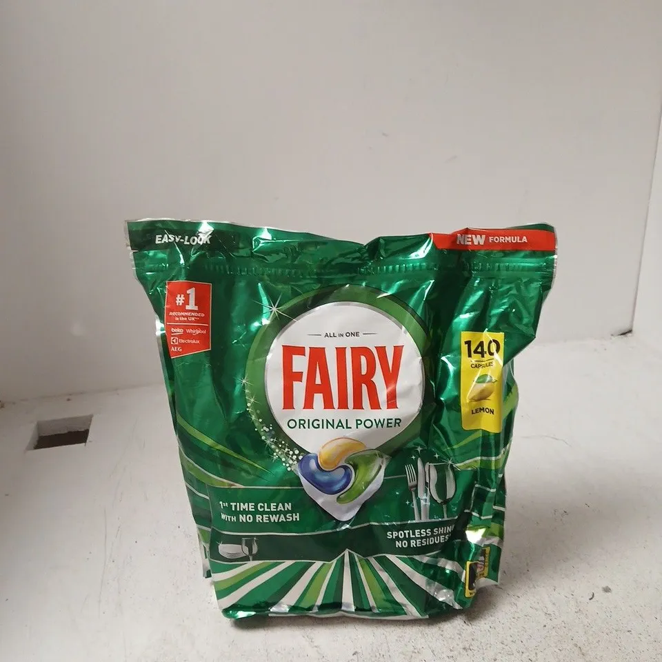 FAIRY ORIGINAL POWER ALL-IN-ONE DISHWASHER TABLETS – LEMON, 140 CAPSULES