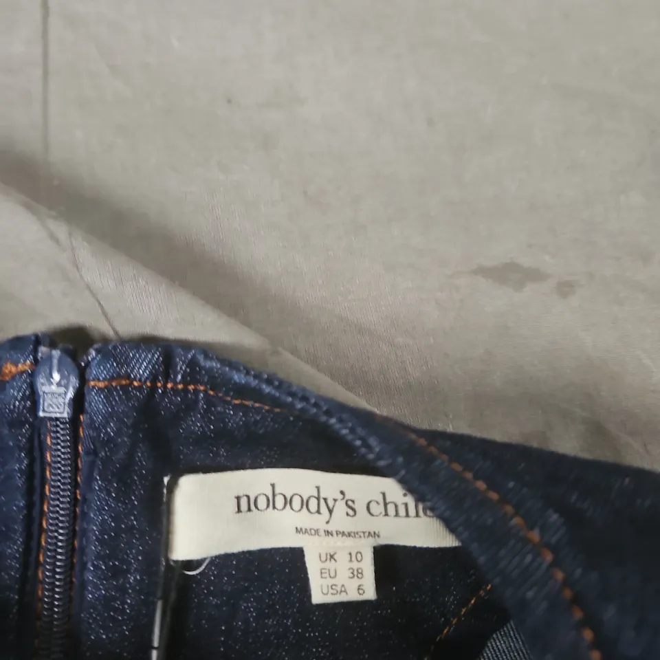 NOBODY'S CHILD DENIM PINAFORE DRESS – UK 10 (EU 38, US 6)