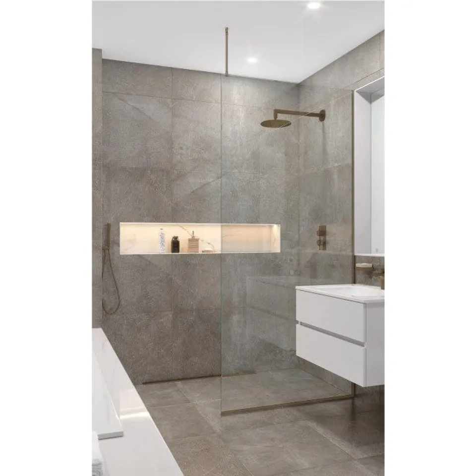 BOXED WROOM SCREEN WITH CEIL BAR 2000MM X 800MM BRUSHED BRONZE