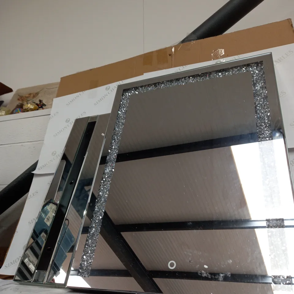 JM BY JULIEN MACDONALD LARGE ENCAPSULATED CRYSTAL LIGHT UP TABLE MIRROR - COLLECTION ONLY