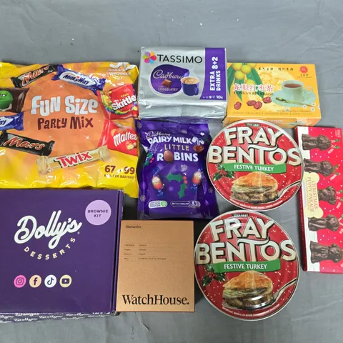 LOT OF APPROXIMATELY 15 ASSORTED FOOD ITEMS TO INCLUDE FRAY BENTOS PIES, 5KG OF SHEA BUTTER AND DOLLY'S BROWNIE KIT