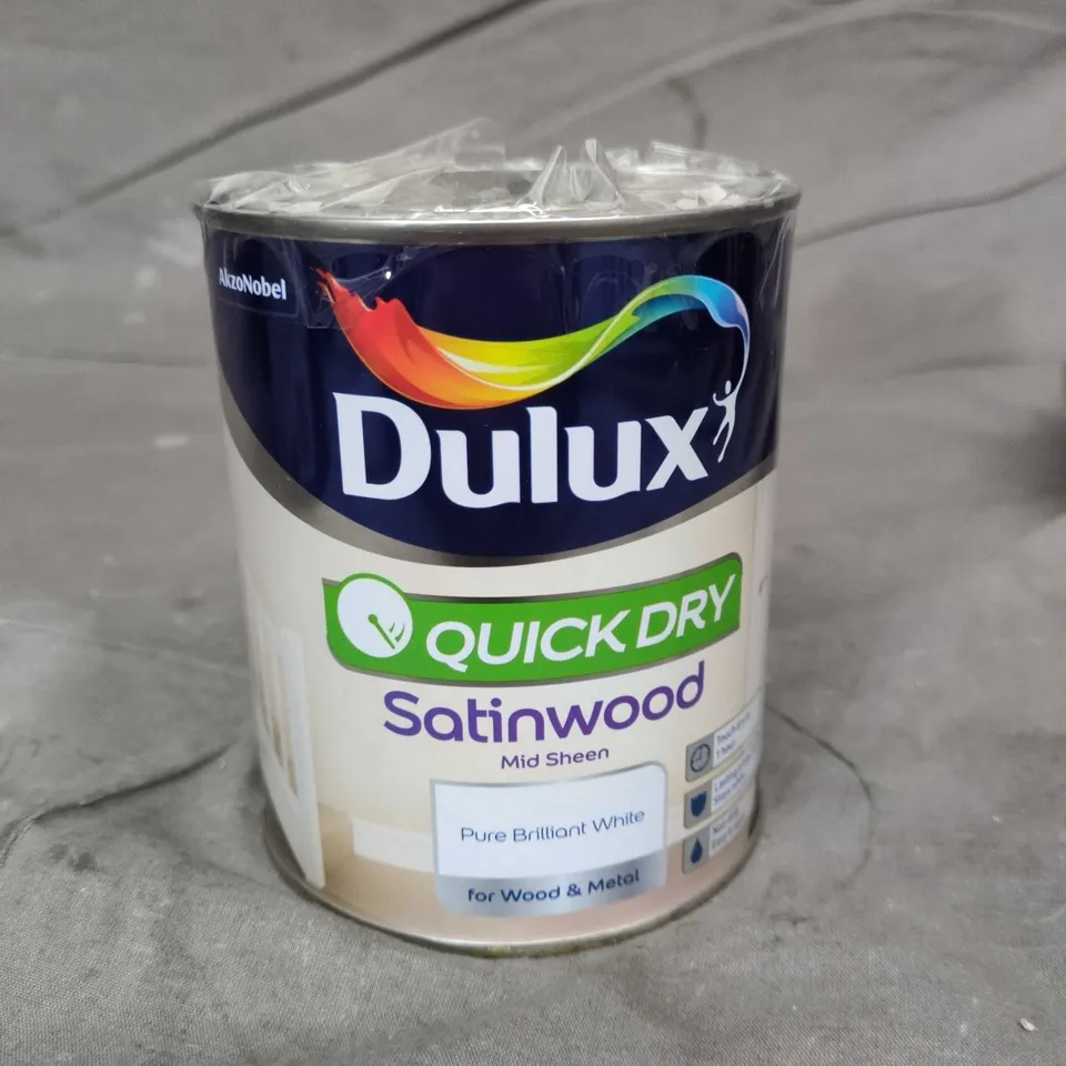 DULUX QUICK DRY SATINWOOD MID SHEEN PAINT – PURE BRILLIANT WHITE -750ML