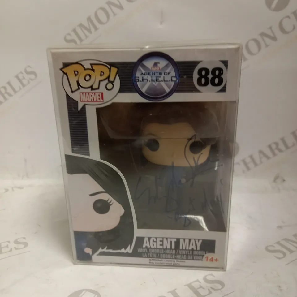 SIGNED BOXED POP MARVEL AGENTS OF S.H.I.E.L.D 88 AGENT MAY VINYL BOBBLE HEAD 