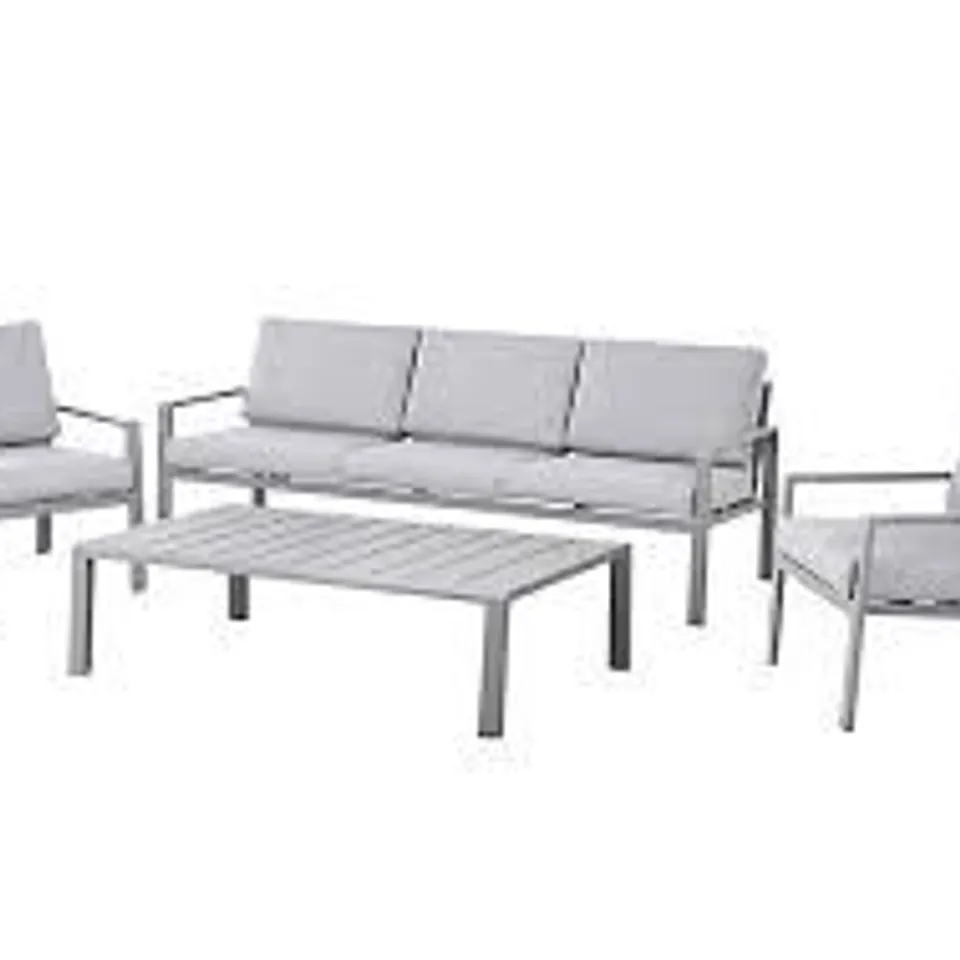 BOXED GOODHOME MOOREA STEEL GREY METAL 5 SEATER COFFEE SET (1 BOX)