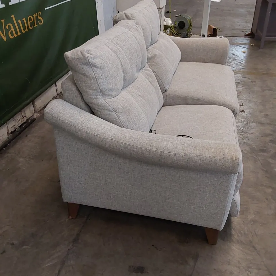 QUALITY G PLAN DESIGNER FLAIR DISC 3-SEATER 2-CUSHION ELECTRIC RECLINER SOFA IN OASIS INDIGO GREY FABRIC 