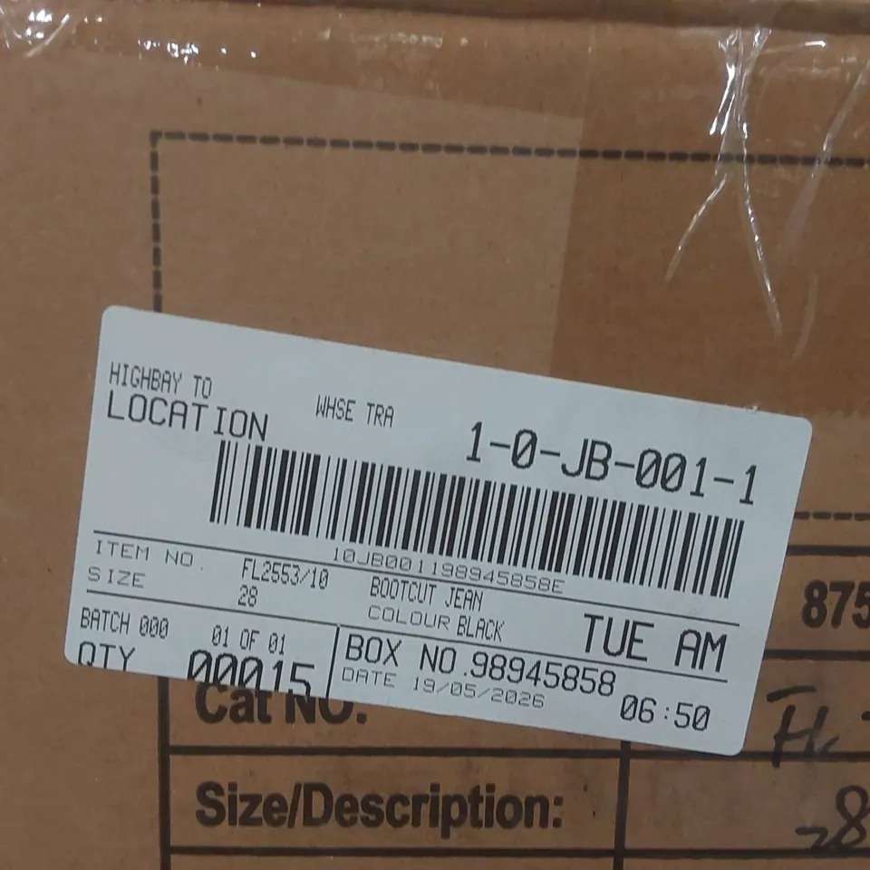 BOX CONTAINING APPROXIMATELY 15x BRAND NEW JULIPA BLACK BOOT CUT JEANS - SIZE 28