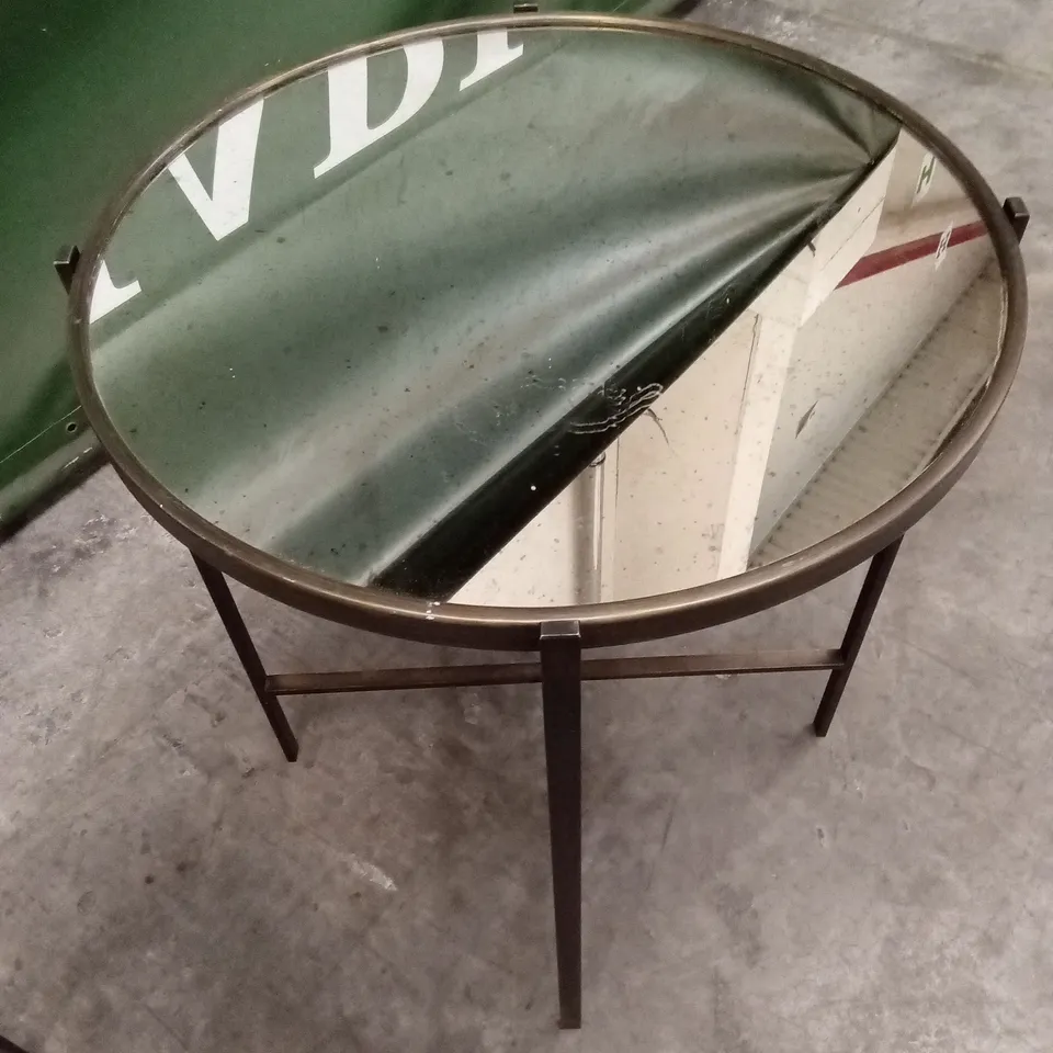 2 x QUALITY DESIGNER BRASS GLASS ROUND TABLES