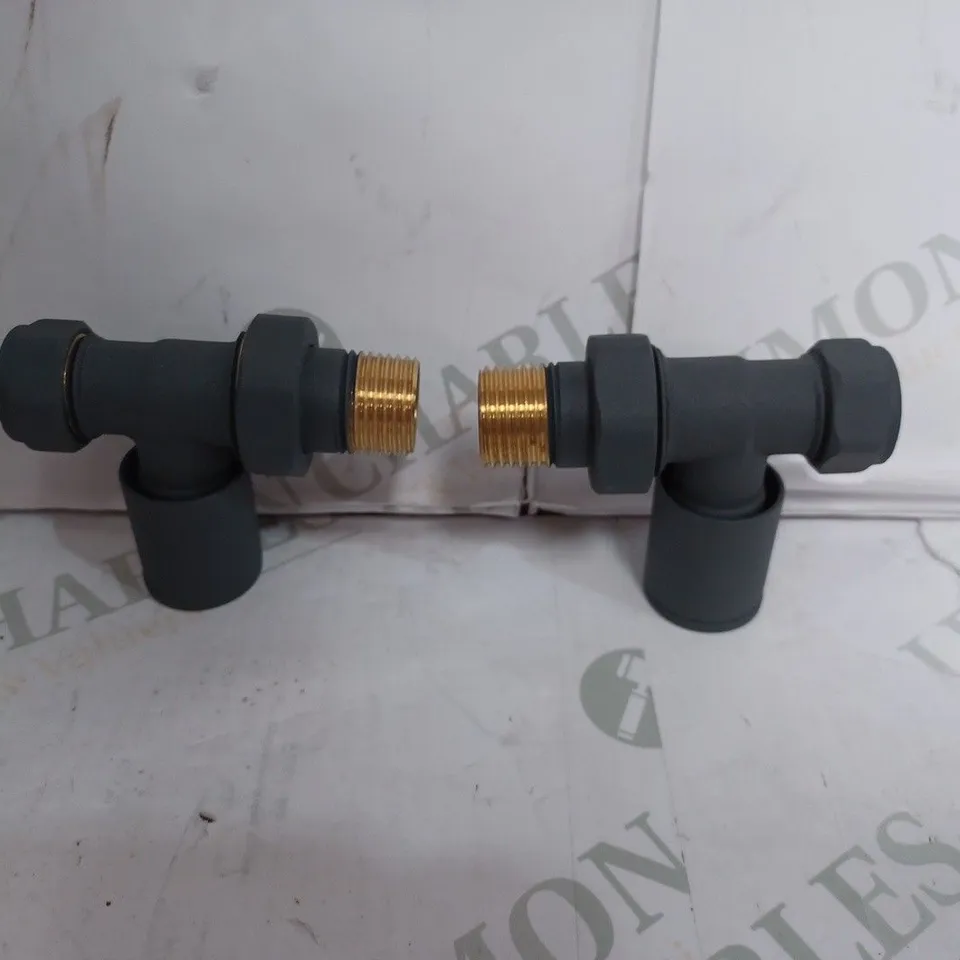 TEAM CONTROLS TC-RVSA ANTHRACITE STRAIGHT 15MM TOWEL RAIL VALVE PAIR 