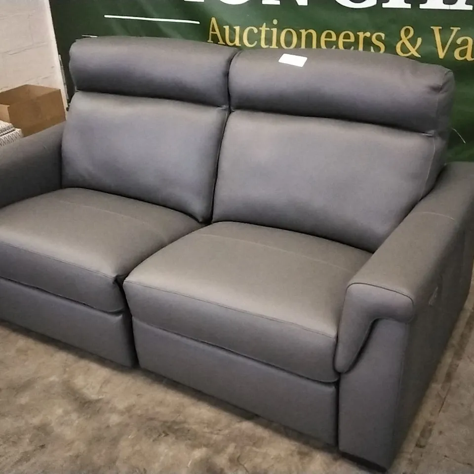 QUALITY ITALIAN DESIGNER ADRIANO POWER RECLINER SOFA IN ELEPHANT GREY LEATHER