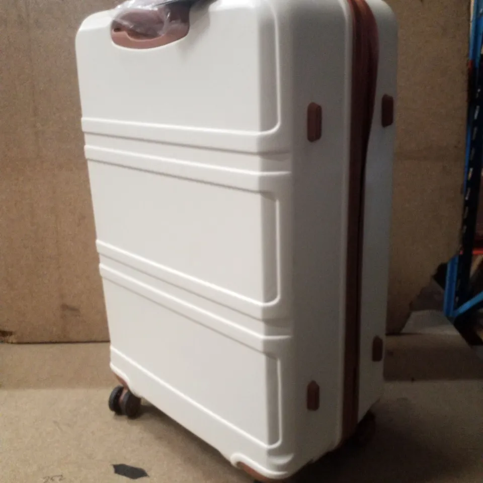 KONO LIGHTWEIGHT 28" SUITCASE - CREAM/BROWN