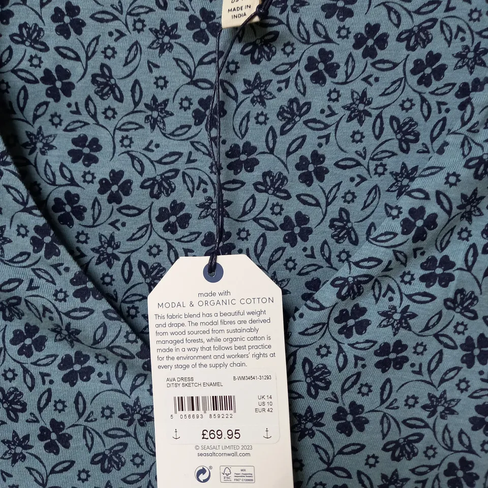 SEASALT CORNWALL AVA DRESS IN DITSY BLUE - UK 14