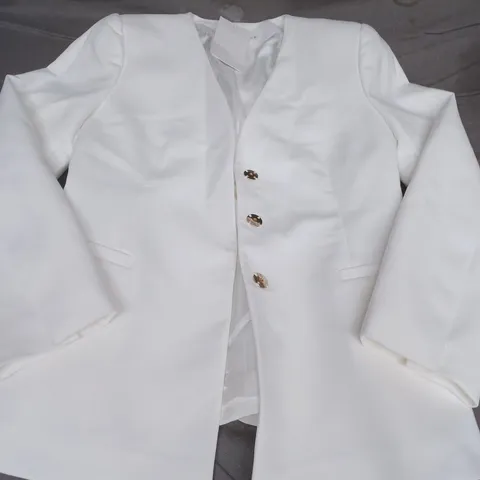 ZARA GOLD BUTTON BLAZER, WHITE - UK SIZE M