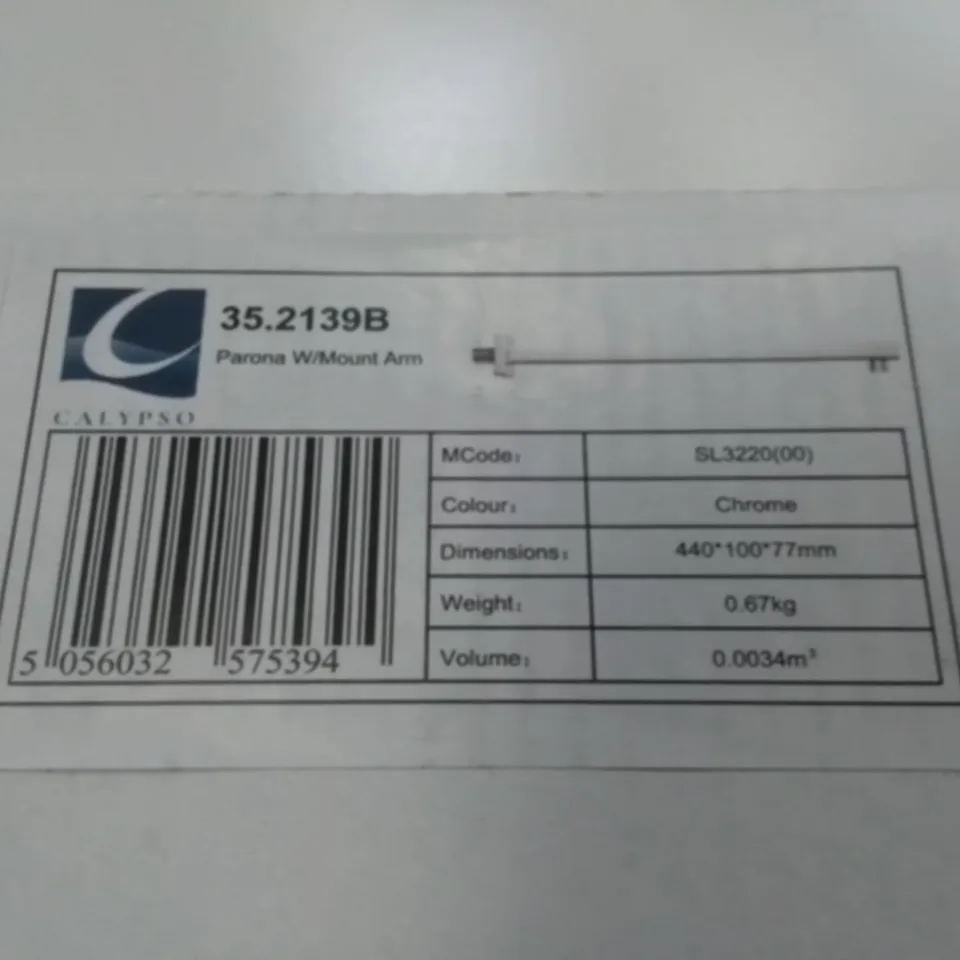 BOXED AS NEW CALYPSO PARONA W/MOUNT ARM IN CHROME 