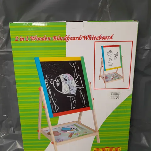 BOXED 2IN1 WOODEN BLACKBOARD/WHITEBOARD