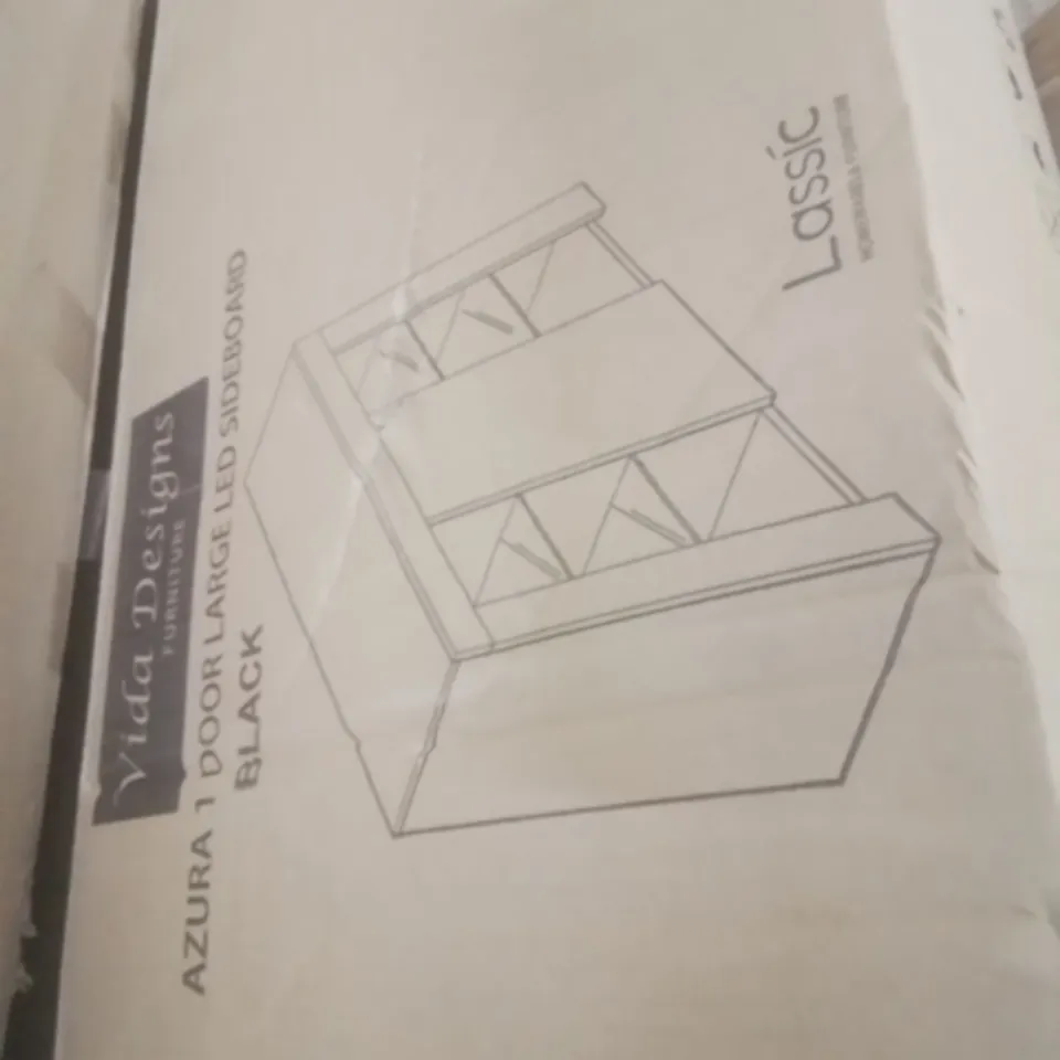 BOXED AZURA 1 DOOR LARGE LED SIDEBOARD BLACK