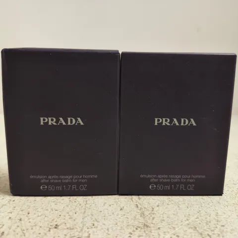 2 X 50ML PRADA AFTERSHAVE BALM FOR MEN