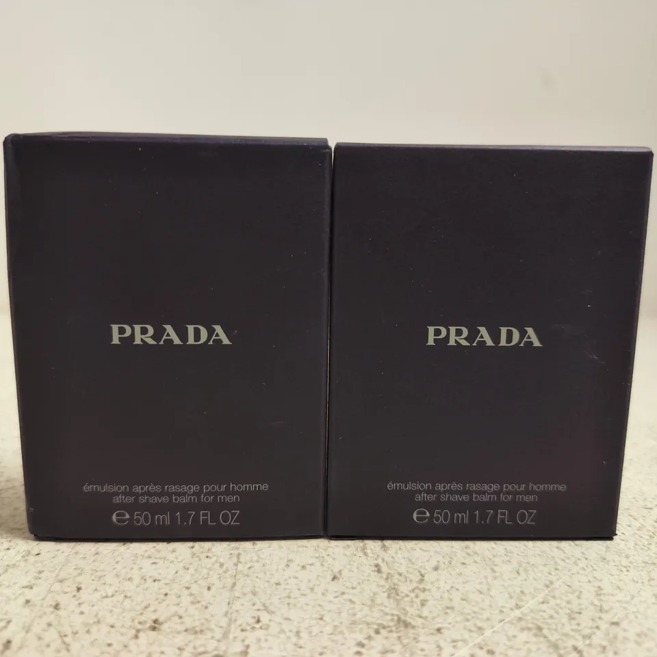 2 X 50ML PRADA AFTERSHAVE BALM FOR MEN