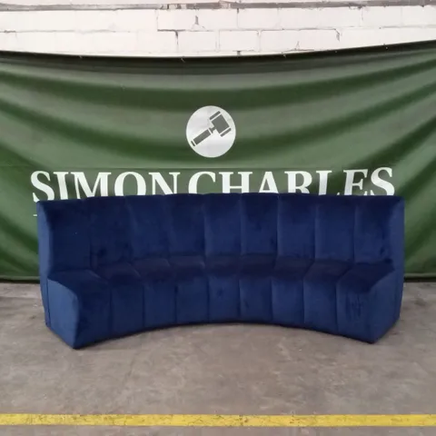 QUALITY DESIGNER CURVED DEEP BLUE FABRIC ARMLESS SOFA