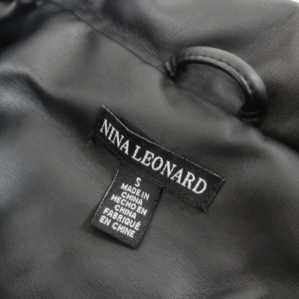 NINA LEONARD WOMEN’S LEATHER JACKET – BLACK, SIZE S