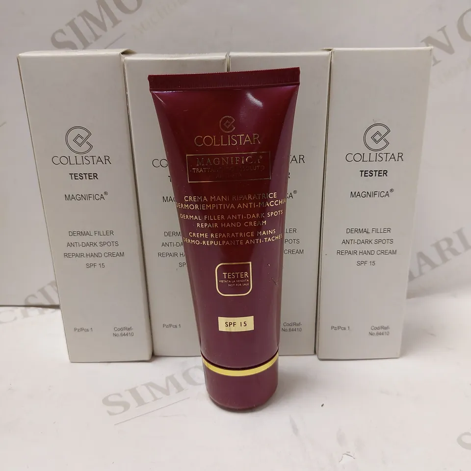 LOT OF 4 X 100ML COLLISTAR MAGNIFICA DERMAL FILLER ANTI-DARK SPOTS REPAIR HAND CREAM SPF 15