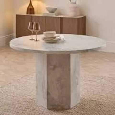 BOXED VIENNA 120cm HEX DINING TABLE - STONE (2 BOXES)