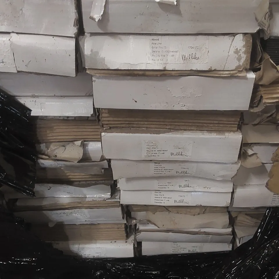 PALLET CONTAINING APPROXIMATELY 55x PACKS ( EACH PACK COVERS 3.25M²) MILLIKEN FLOORS FINE LINE WOOD VINYL TILES