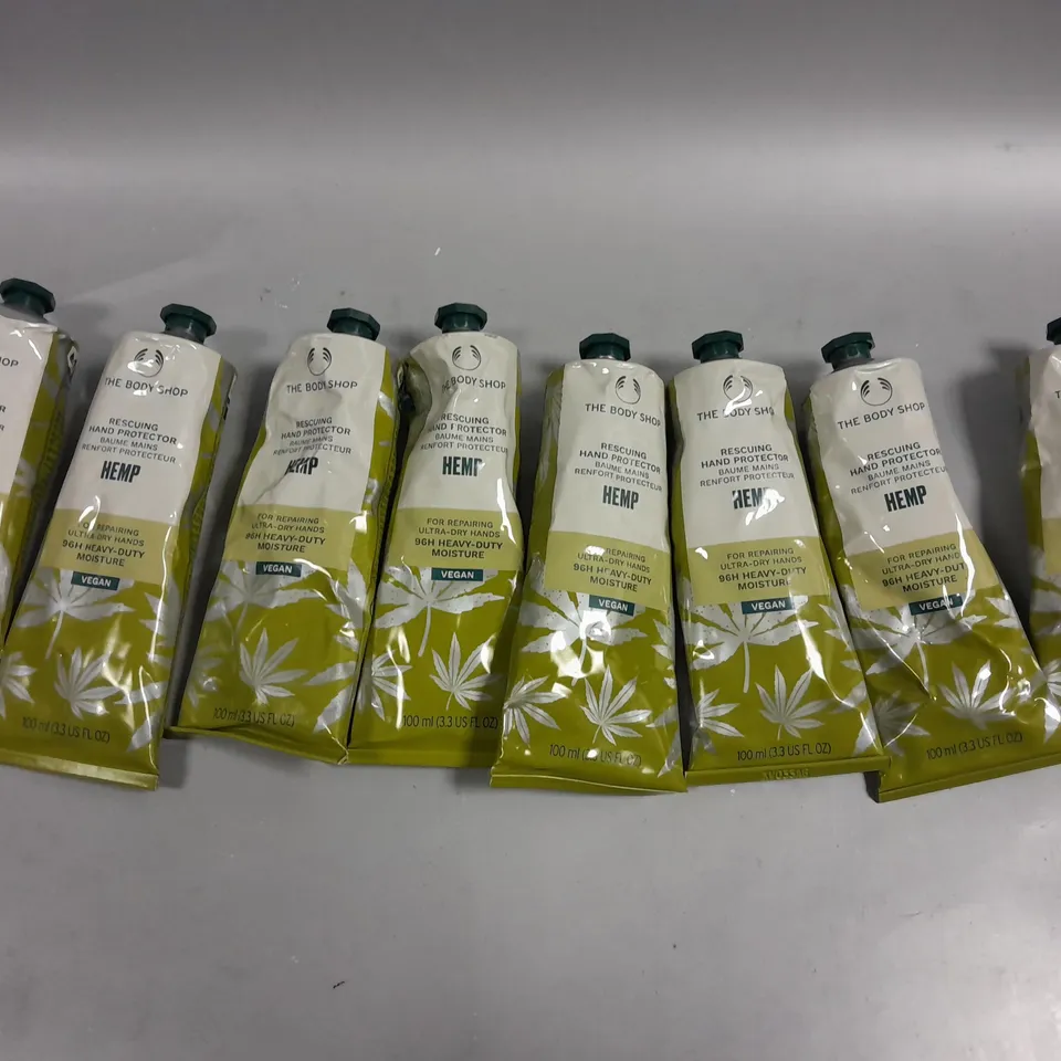 8 X THE BODY SHOP HEMP RESCUING HAND PROTECTOR MOISTURISER 