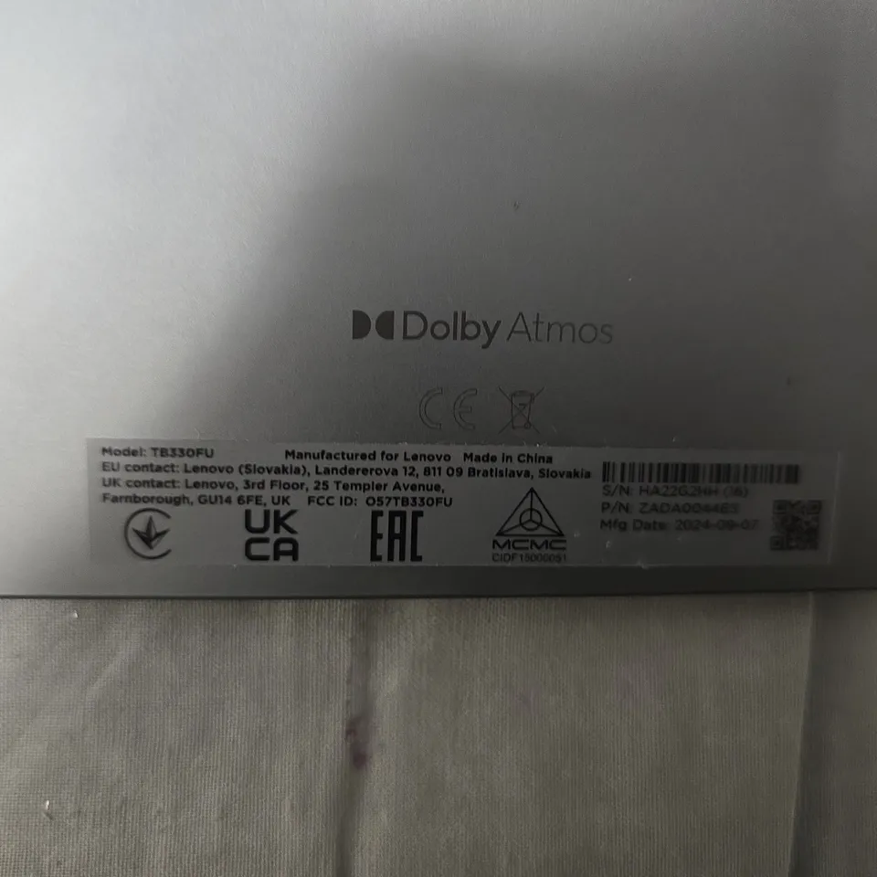 LENOVO TB330FU TABLET – DOLBY ATMOS, MANUFACTURED FOR LENOVO