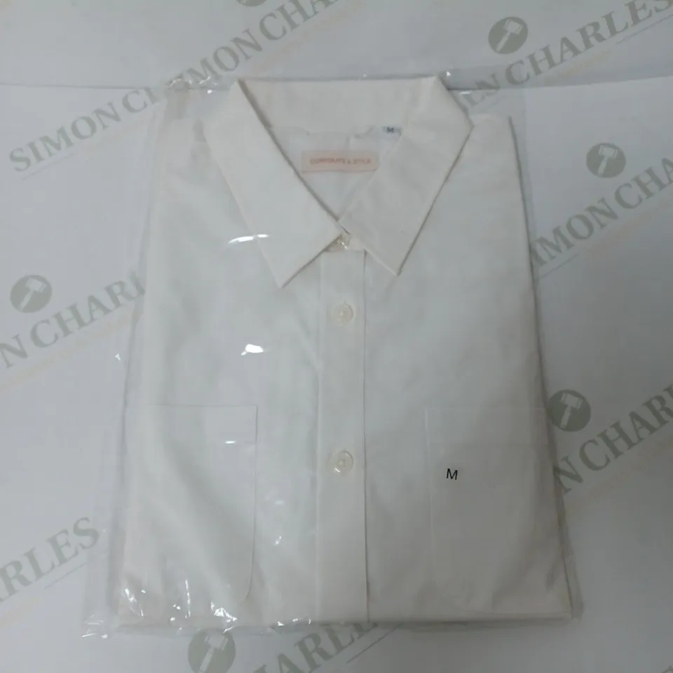 SEALED SET OF 7 BRAND NEW CORPORATIVE STYLE WHITE WOMENS SHIRT - MEDIUM