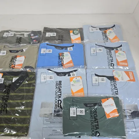LOT OF 10 ASSORTED BRAND NEW REGATTA T-SHIRTS IN VARIOUS STYLES, COLOURS AND SIZES