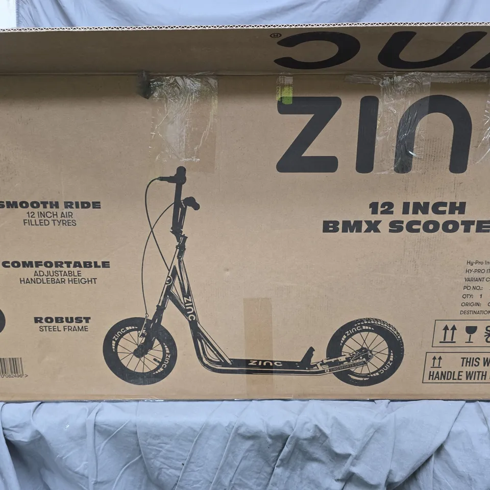BOXED ZINC 12 INCH BMX SCOOTER IN NEOCHROME - COLLECTION ONLY RRP £149.99