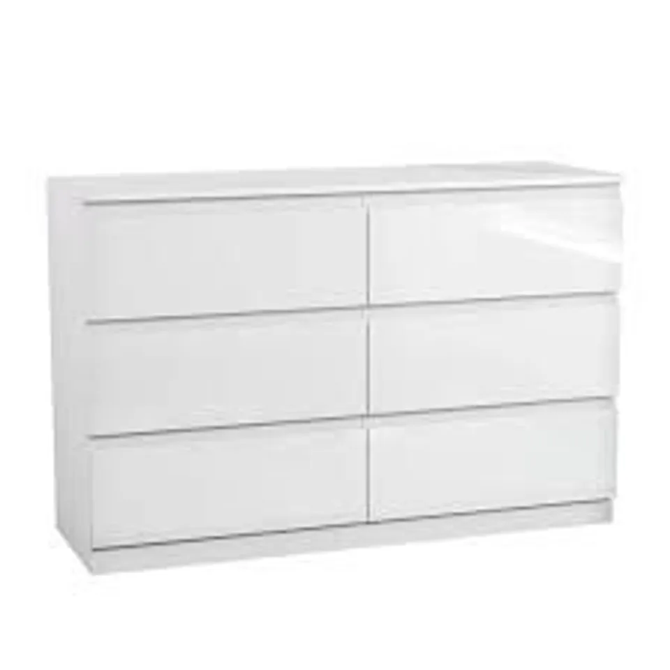 BOXED GLINTON 6 DRAWER CHEST - WHITE (2 BOXES)