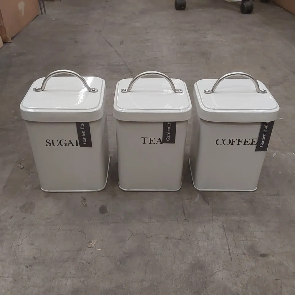 DESIGNER TEA, SUGAR, COFFEE CANISTER SETS