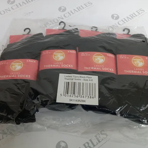 LADIES 12 PAIRS OF THERMAL SOCKS - SIZE 4-8