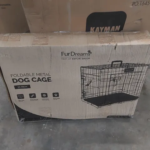 BOXED 24INCH FOLDING METAL DOG CAGE
