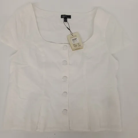 NOBODY'S CHILD CERNE WAISTCOAT BLOUSE IN WHITE SIZE UK 14