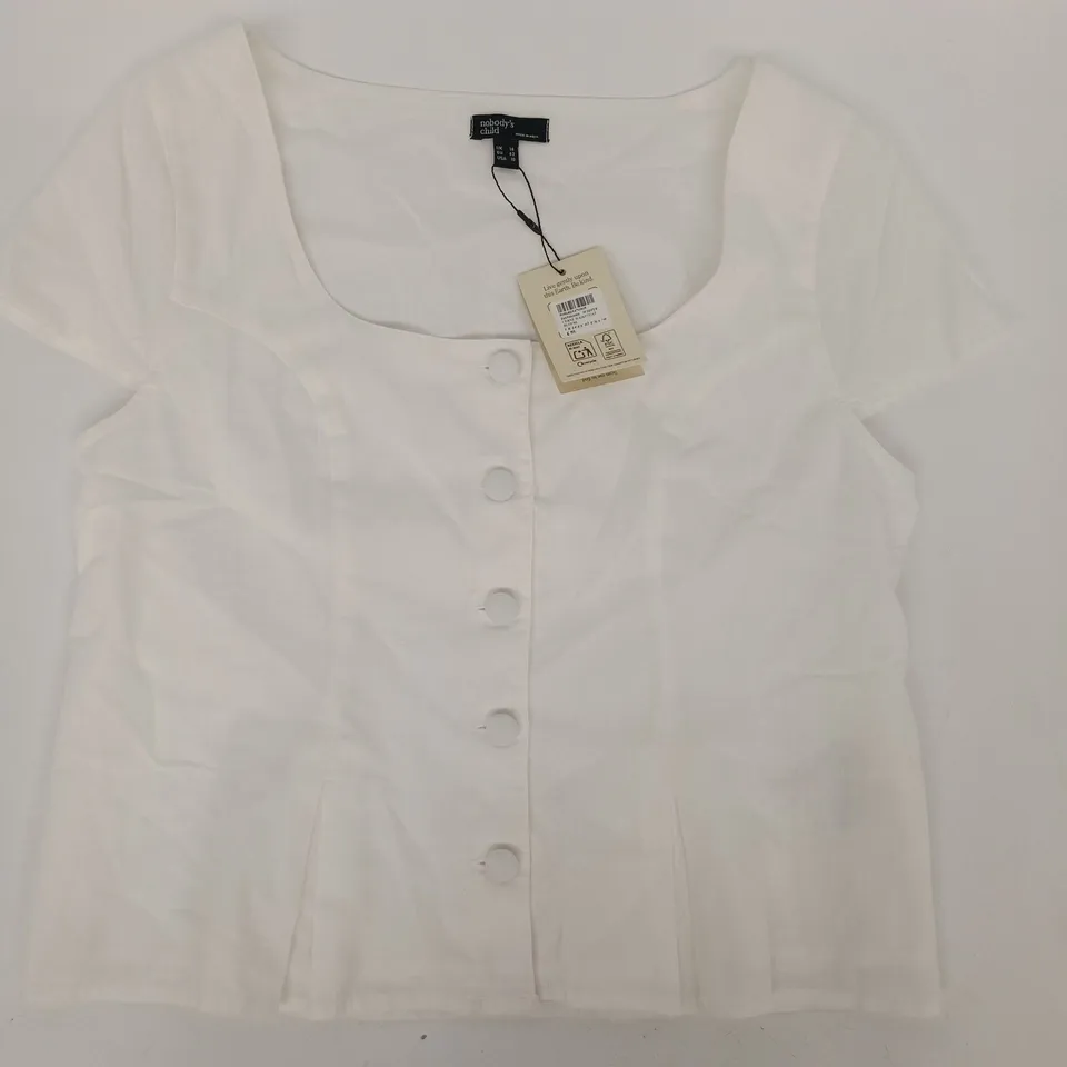 NOBODY'S CHILD CERNE WAISTCOAT BLOUSE IN WHITE SIZE UK 14