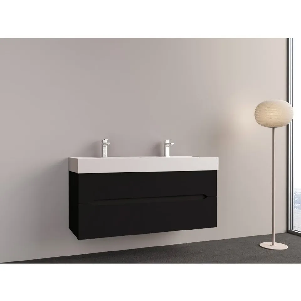 BOXED MORELLA MALTA 120 MATT BLACK VANITY CABINET 