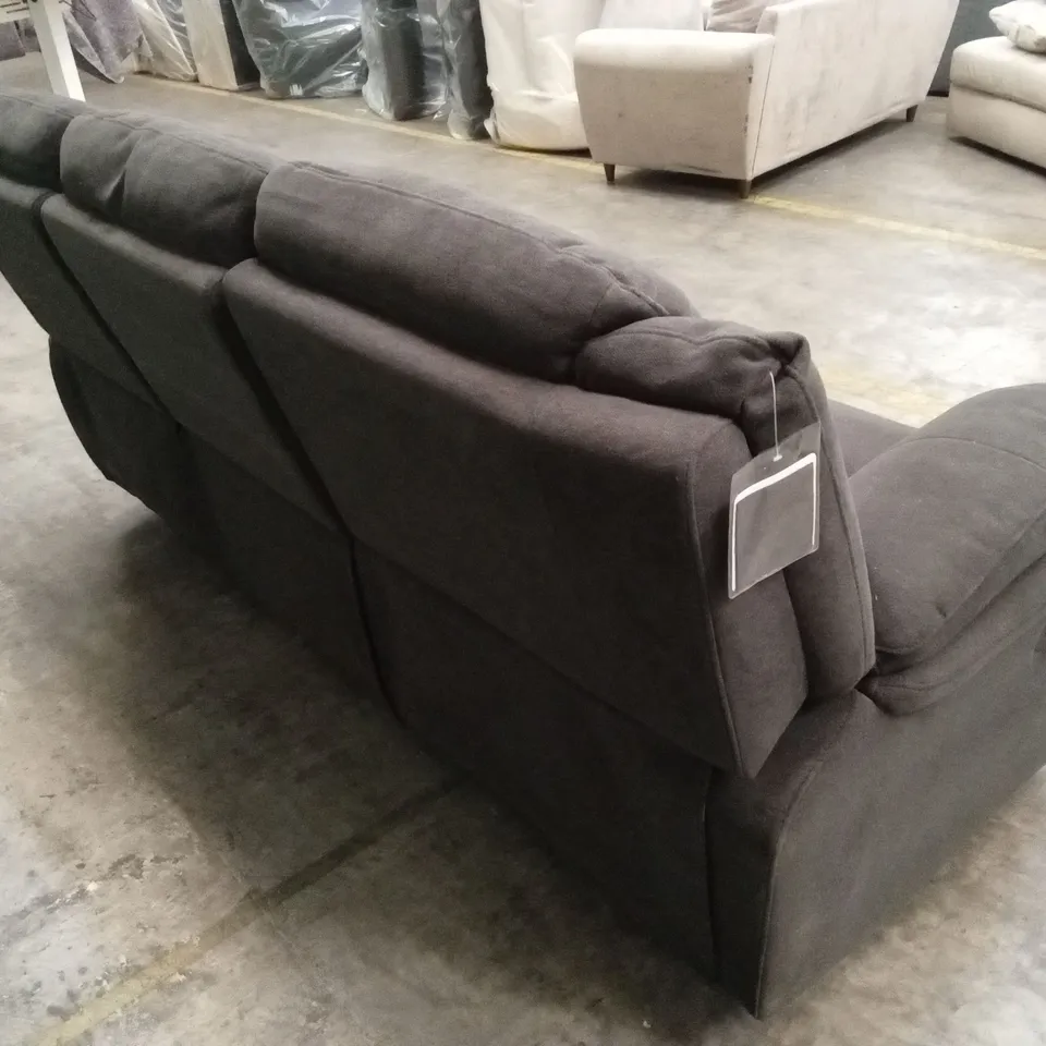 ALBION FABRIC 3 SEATER HIGH BACK MANUAL RECLINER SOFA - CHARCOAL 